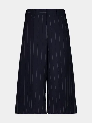 Navy Tailored Pinstripe Wool Shorts