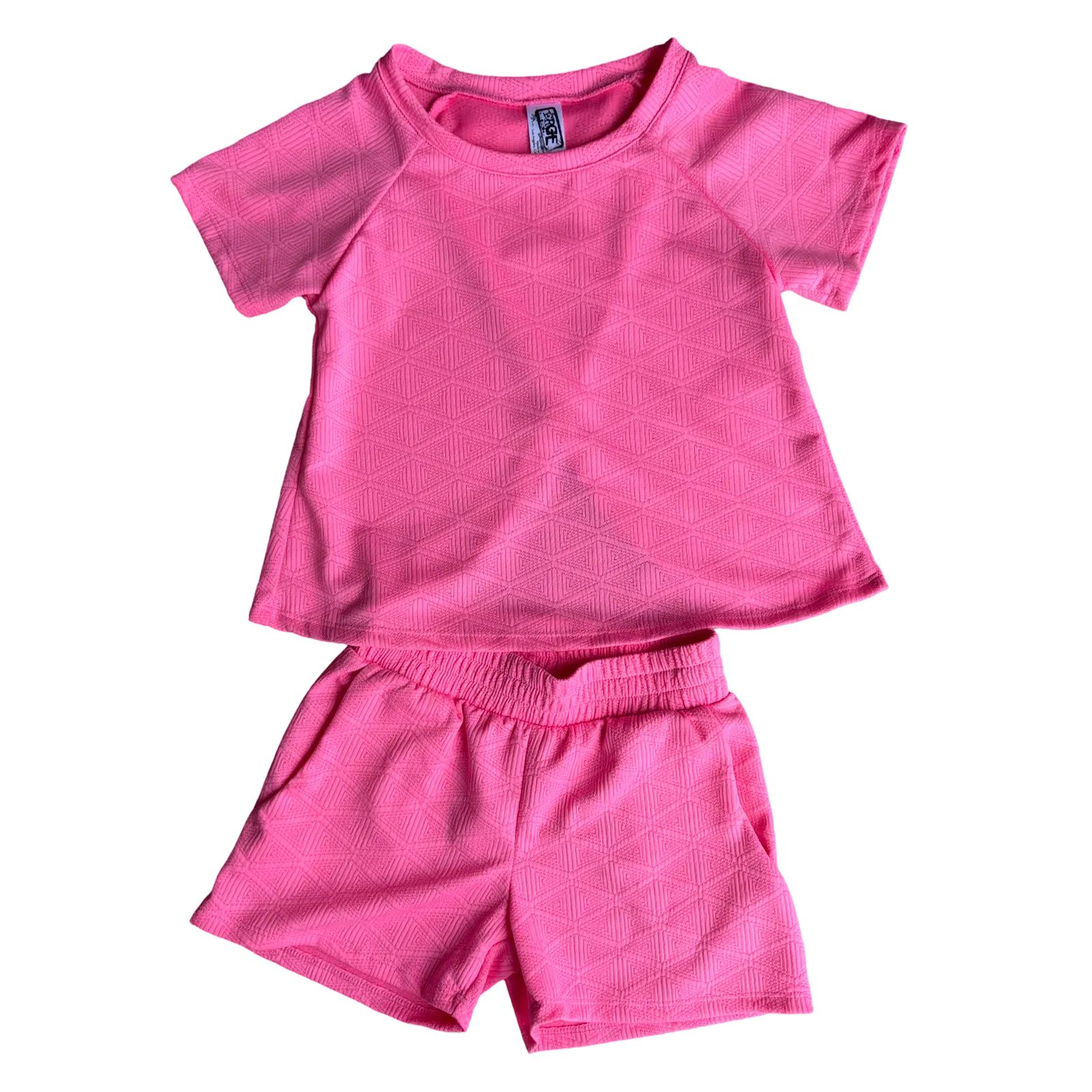 Neon Pink Diamond Pattern Textured Short