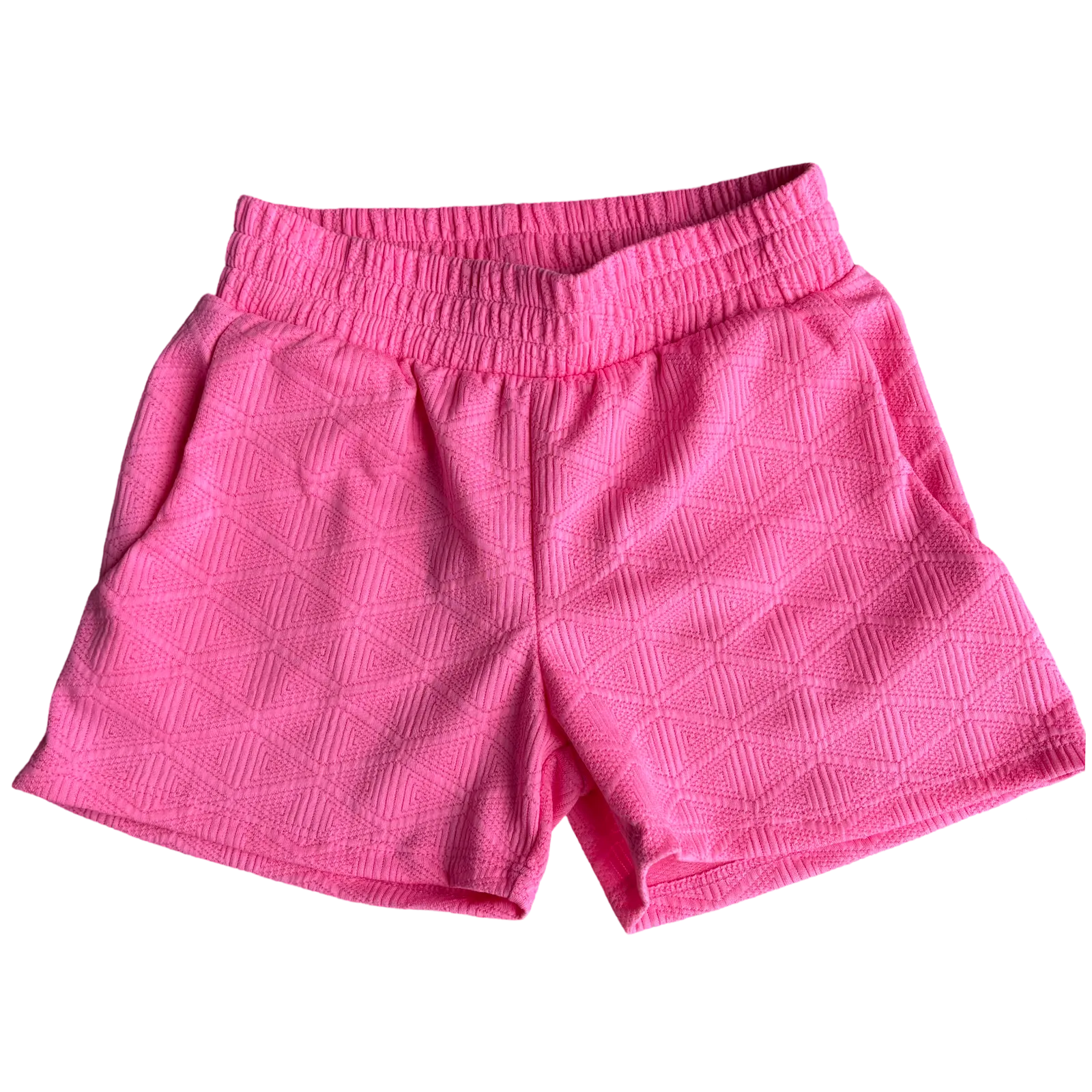 Neon Pink Diamond Pattern Textured Short