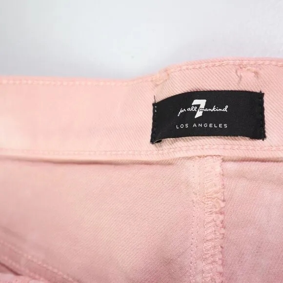 NEW  7 For All Mankind Monroe Pink Tie-dye High Rise Jean Cutoff Shorts Women 32