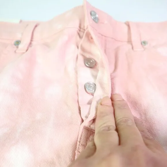 NEW  7 For All Mankind Monroe Pink Tie-dye High Rise Jean Cutoff Shorts Women 32