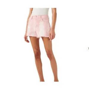NEW  7 For All Mankind Monroe Pink Tie-dye High Rise Jean Cutoff Shorts Women 32
