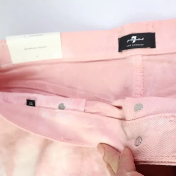 NEW  7 For All Mankind Monroe Pink Tie-dye High Rise Jean Cutoff Shorts Women 32