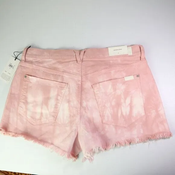 NEW  7 For All Mankind Monroe Pink Tie-dye High Rise Jean Cutoff Shorts Women 32