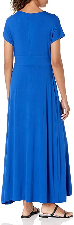 New Amazon Essentials Women's Standard Twist Front Maxi Dress in Cobalt Blue, sz L!