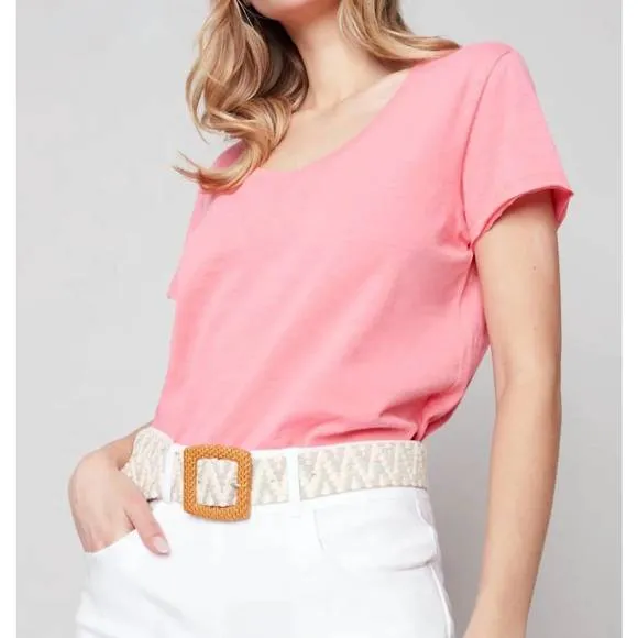 NEW CHARLIE B stretch bengaline shorts with belt in white