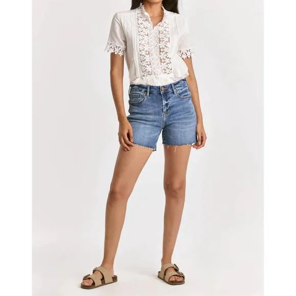 NEW DEAR JOHN DENIM julian monocloud high rise shorts in medium wash