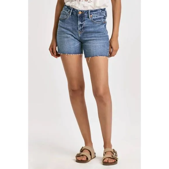 NEW DEAR JOHN DENIM julian monocloud high rise shorts in medium wash