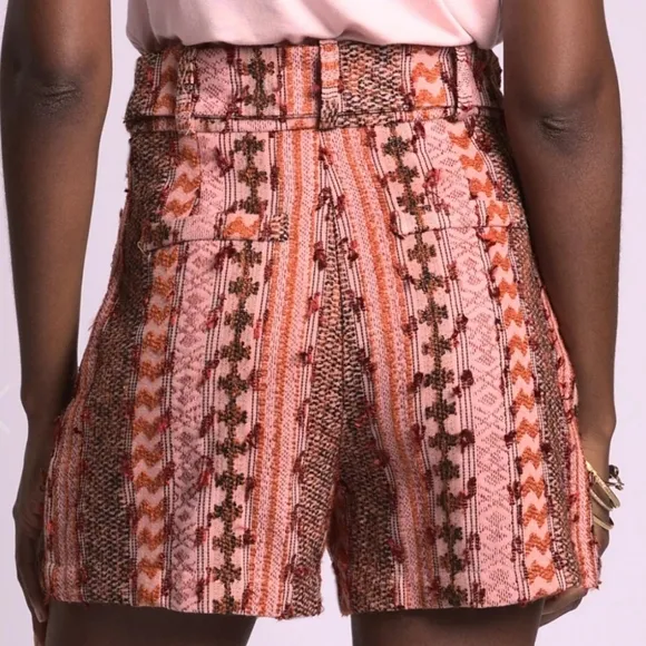 NEW Eva Franco Mila Textured High Waisted Shorts Macedonia 6