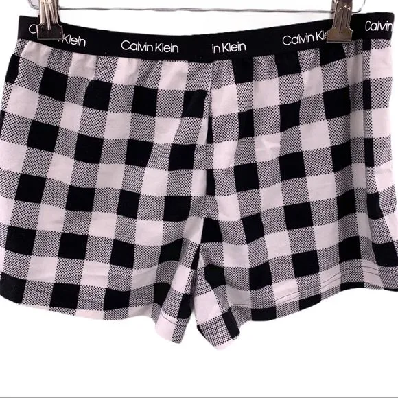 New Ladies Calvin Klein Navy plaid flannel pajama shorts, lightweight & comfy, Sz M!