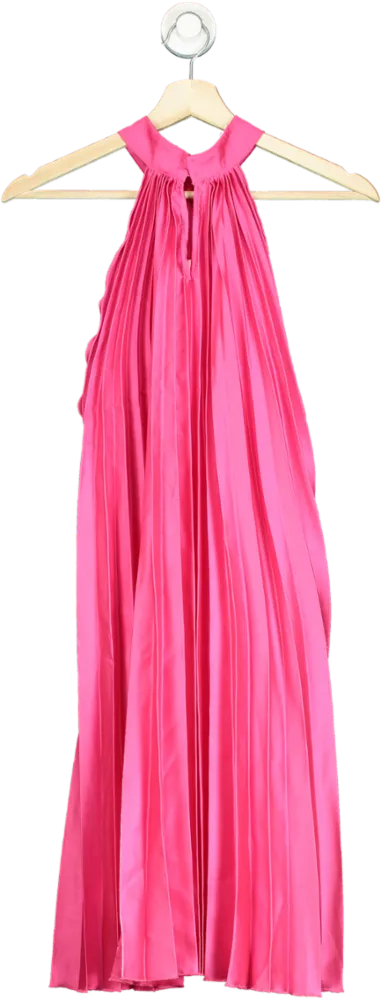 New Look Pink Pleated Halter Dress UK 12