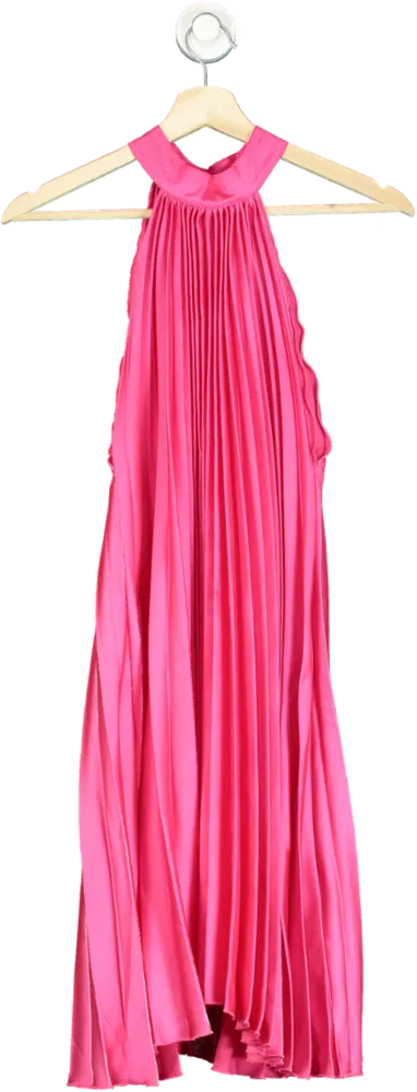 New Look Pink Pleated Halter Dress UK 12