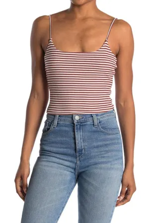 New Nordstrom BP. Striped Rib Knit Cropped Camisole In Beige Oatmeal Jamie Stripe, Sz XL