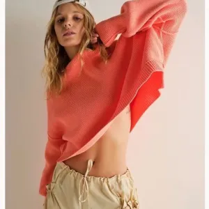 New Free People Easy Street CropPullover, XL Guava Juice Coral