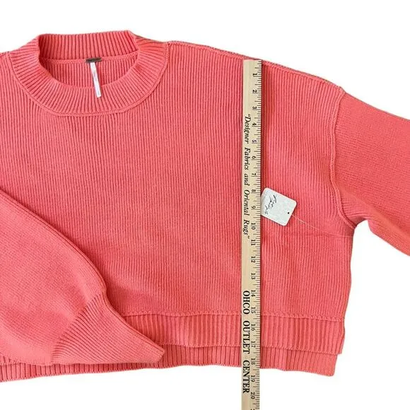 New Free People Easy Street CropPullover, XL Guava Juice Coral