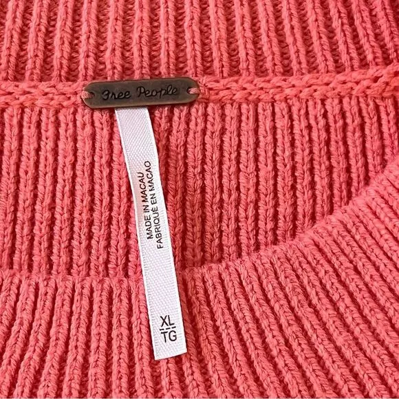New Free People Easy Street CropPullover, XL Guava Juice Coral
