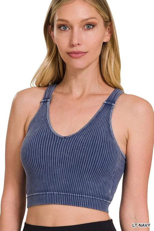 [NTW-6175A] WASHED RIBBED CROPPED BRA PADDED TANK TO