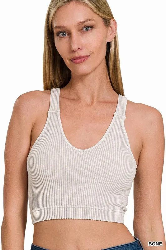[NTW-6175A] WASHED RIBBED CROPPED BRA PADDED TANK TO