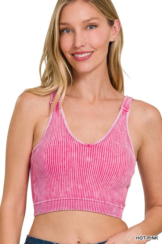 [NTW-6175A] WASHED RIBBED CROPPED BRA PADDED TANK TO