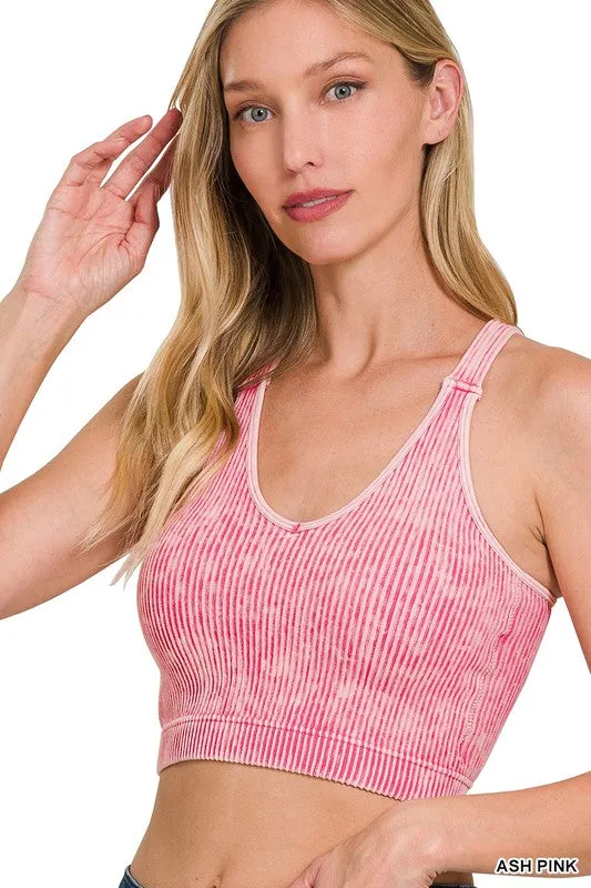 [NTW-6175A] WASHED RIBBED CROPPED BRA PADDED TANK TO