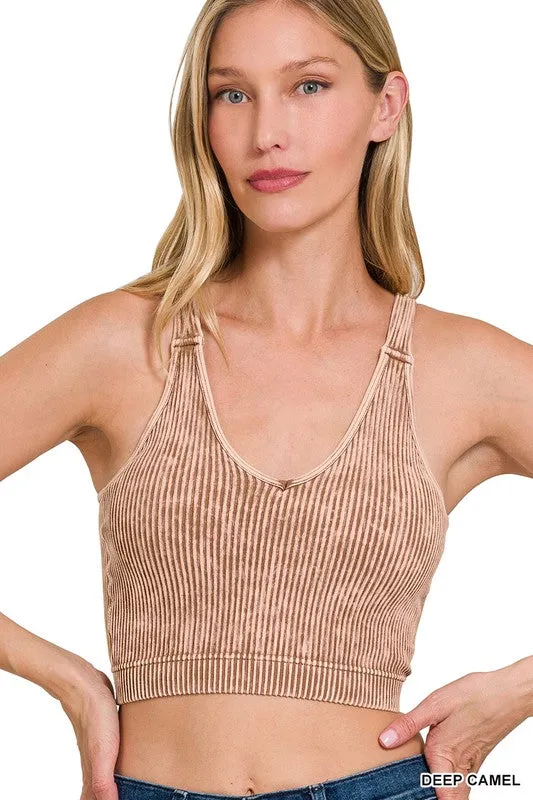 [NTW-6175A] WASHED RIBBED CROPPED BRA PADDED TANK TO