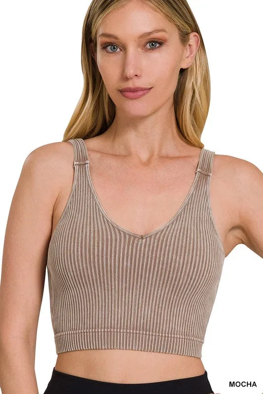 [NTW-6175A] WASHED RIBBED CROPPED BRA PADDED TANK TO