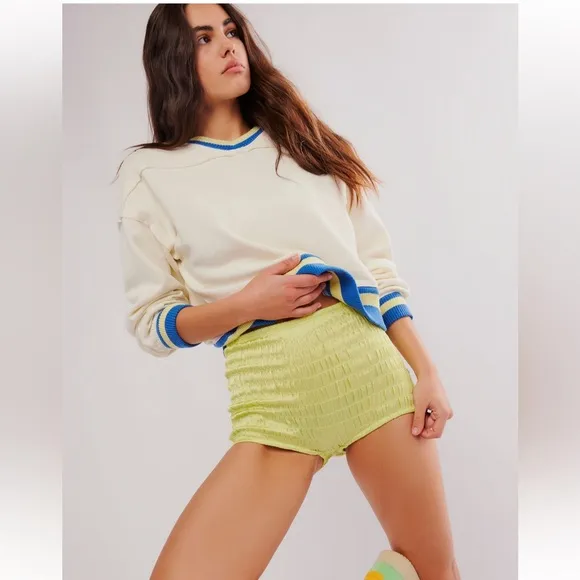 NWT Free People Ruched Shorties in Sunny Lime size XS