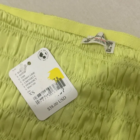 NWT Free People Ruched Shorties in Sunny Lime size XS