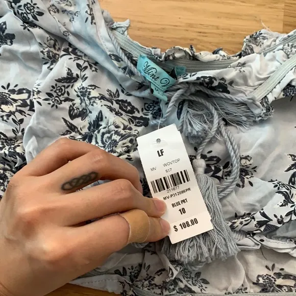 NWT LF blue floral wrap short and off the shoulder top set