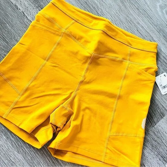 NWT Free People Odessa Bike Shorts in Honeycomb Yellow Gold M