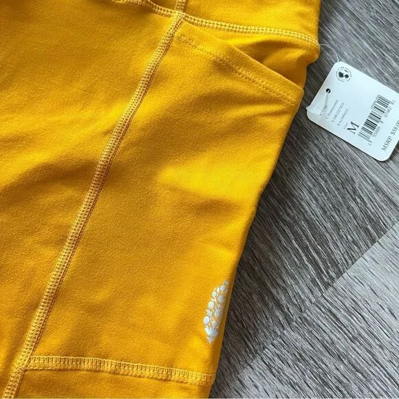 NWT Free People Odessa Bike Shorts in Honeycomb Yellow Gold M