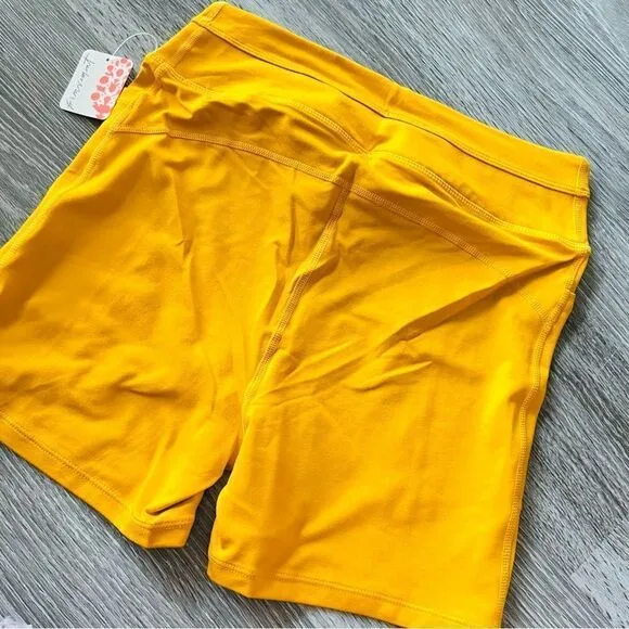 NWT Free People Odessa Bike Shorts in Honeycomb Yellow Gold M