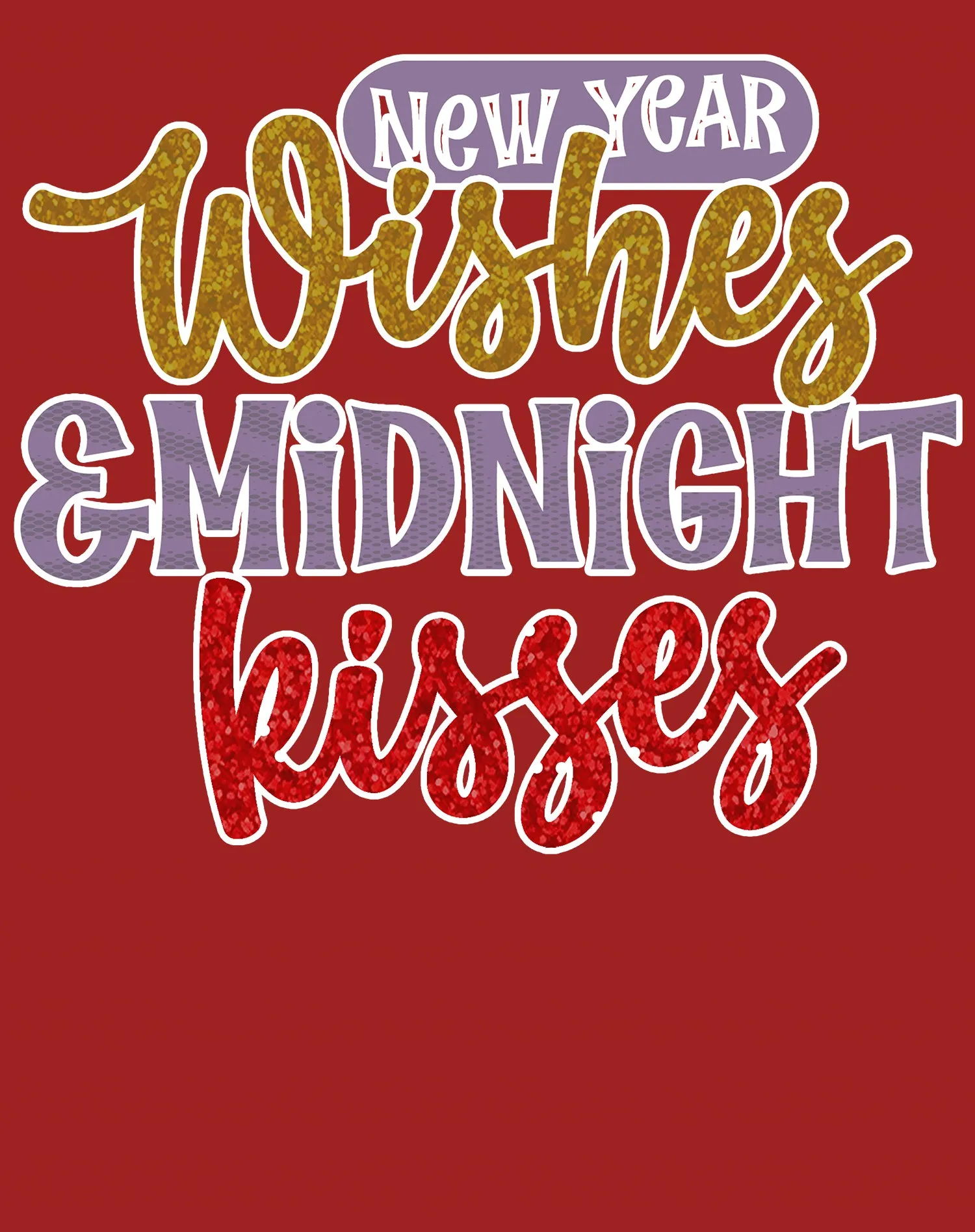 NYE New Year Wishes Midnight Kisses Eve Party Cute Couples Women's T-Shirt