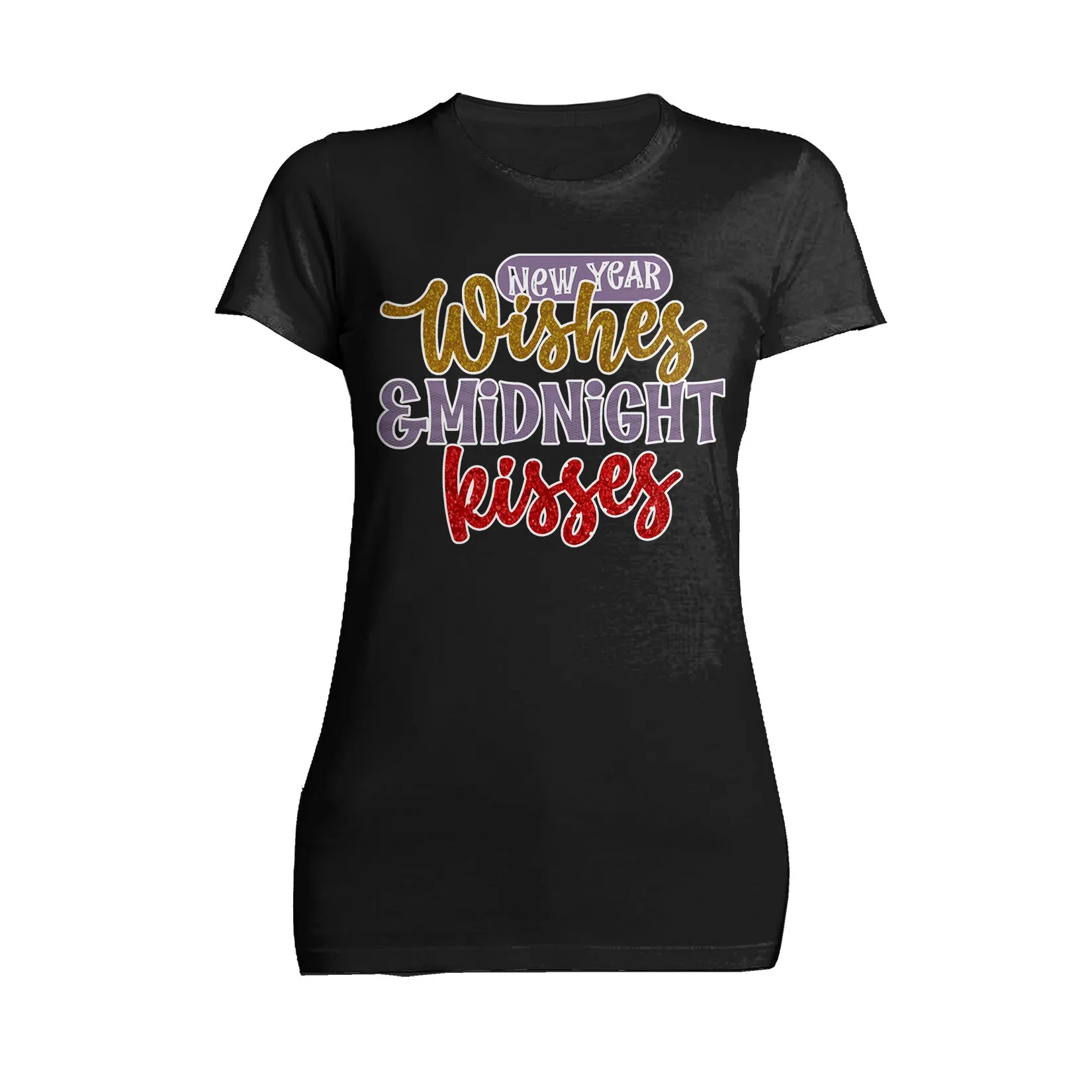 NYE New Year Wishes Midnight Kisses Eve Party Cute Couples Women's T-Shirt