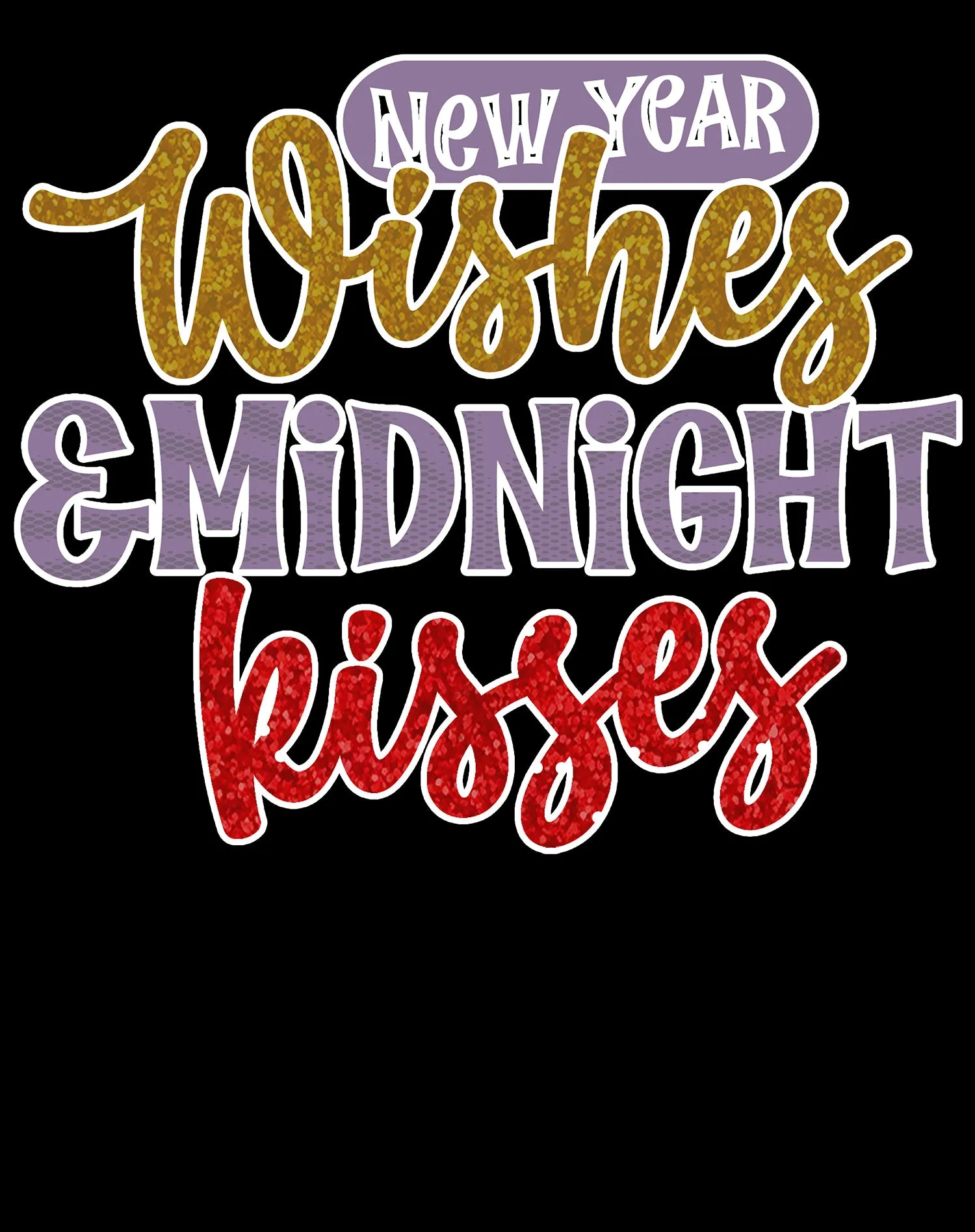 NYE New Year Wishes Midnight Kisses Eve Party Cute Couples Women's T-Shirt