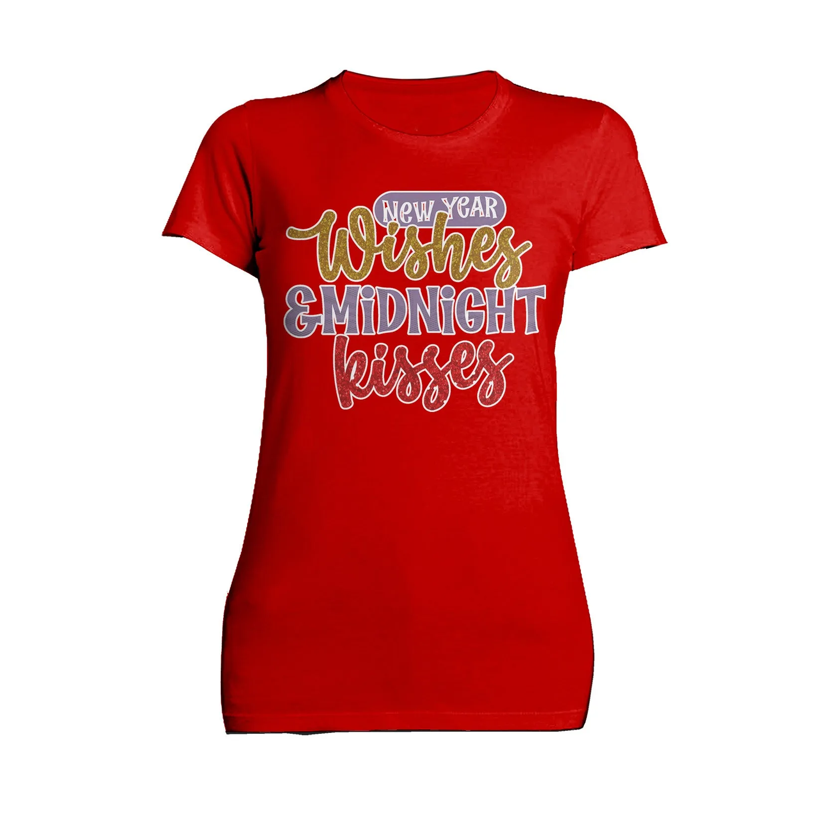NYE New Year Wishes Midnight Kisses Eve Party Cute Couples Women's T-Shirt