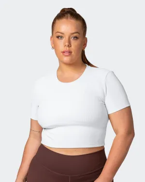 Off Duty Rib Cropped Tee - White