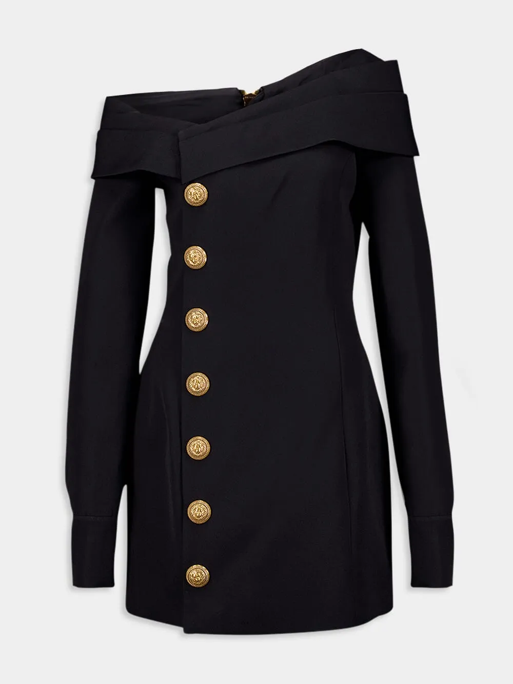 Off-Shoulder Buttoned Dress