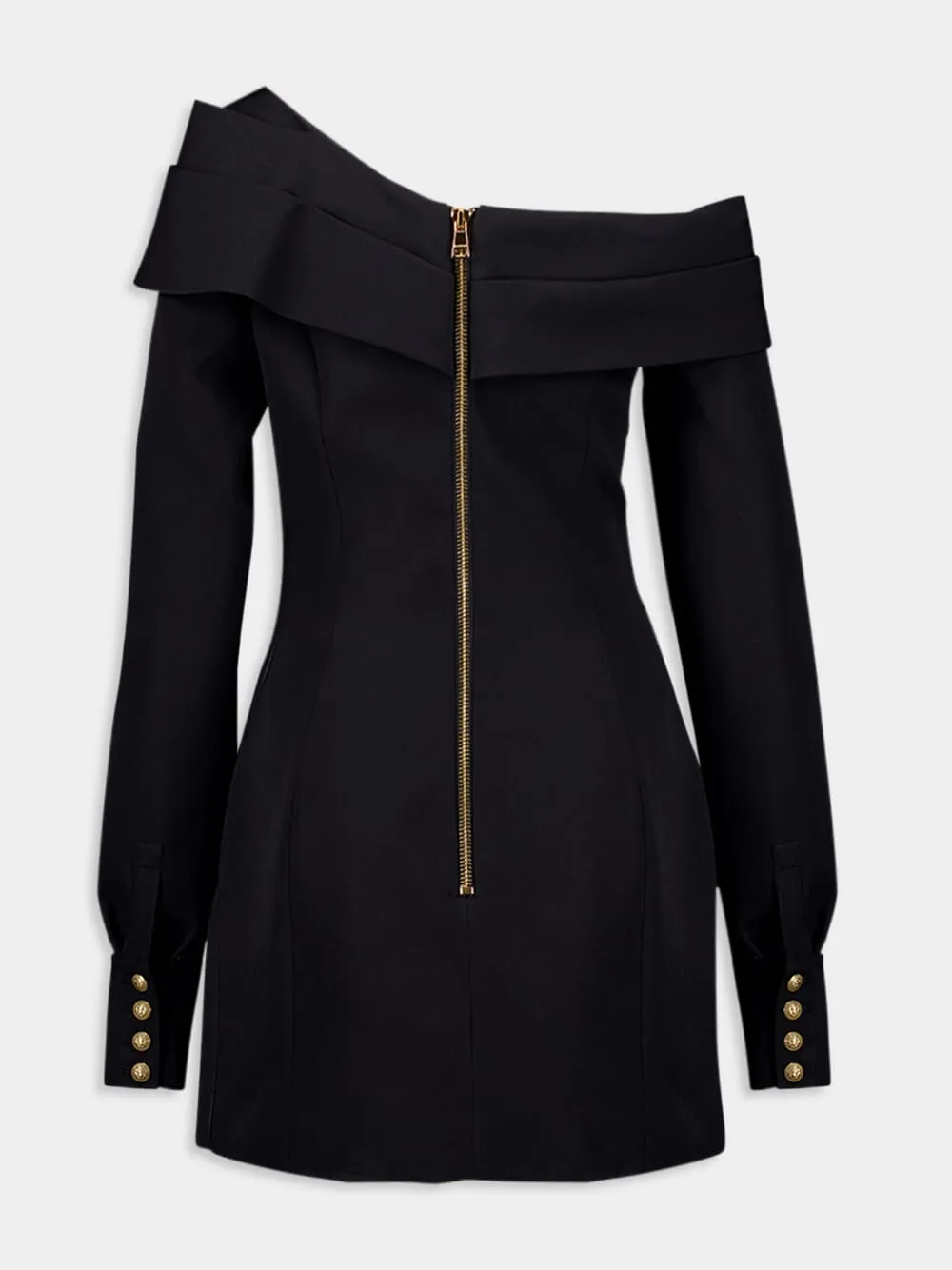 Off-Shoulder Buttoned Dress