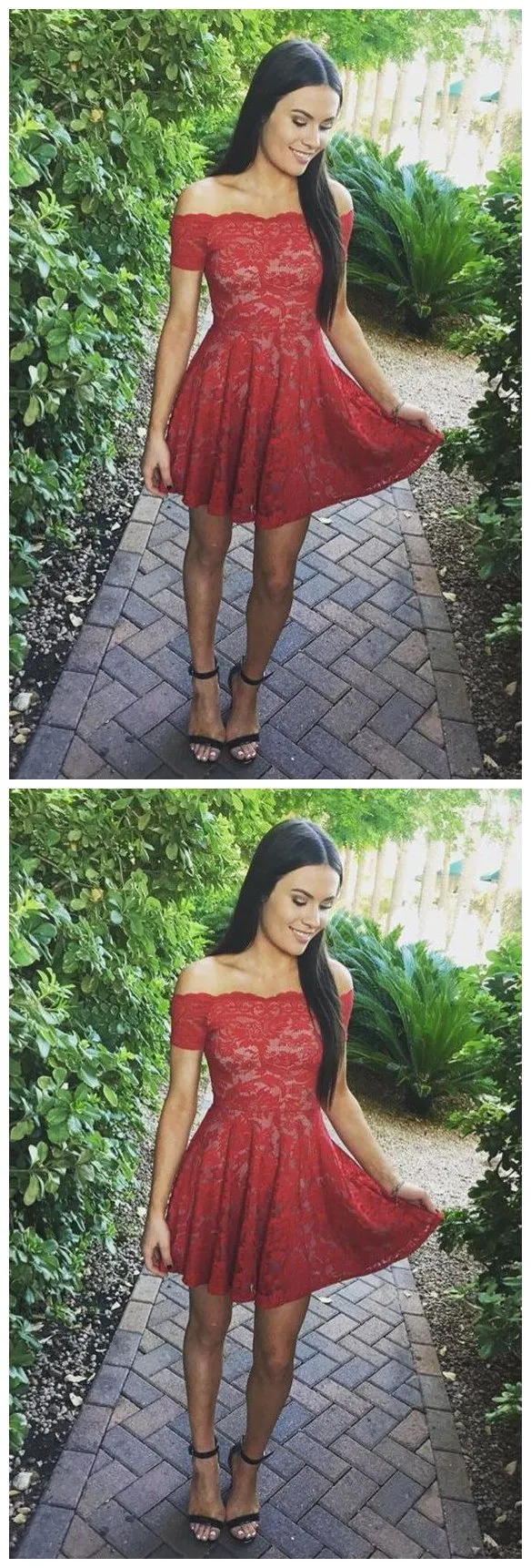 Off Shoulder Red Lace Simple Cheap Short Homecoming Dresses 2018,BDY0289