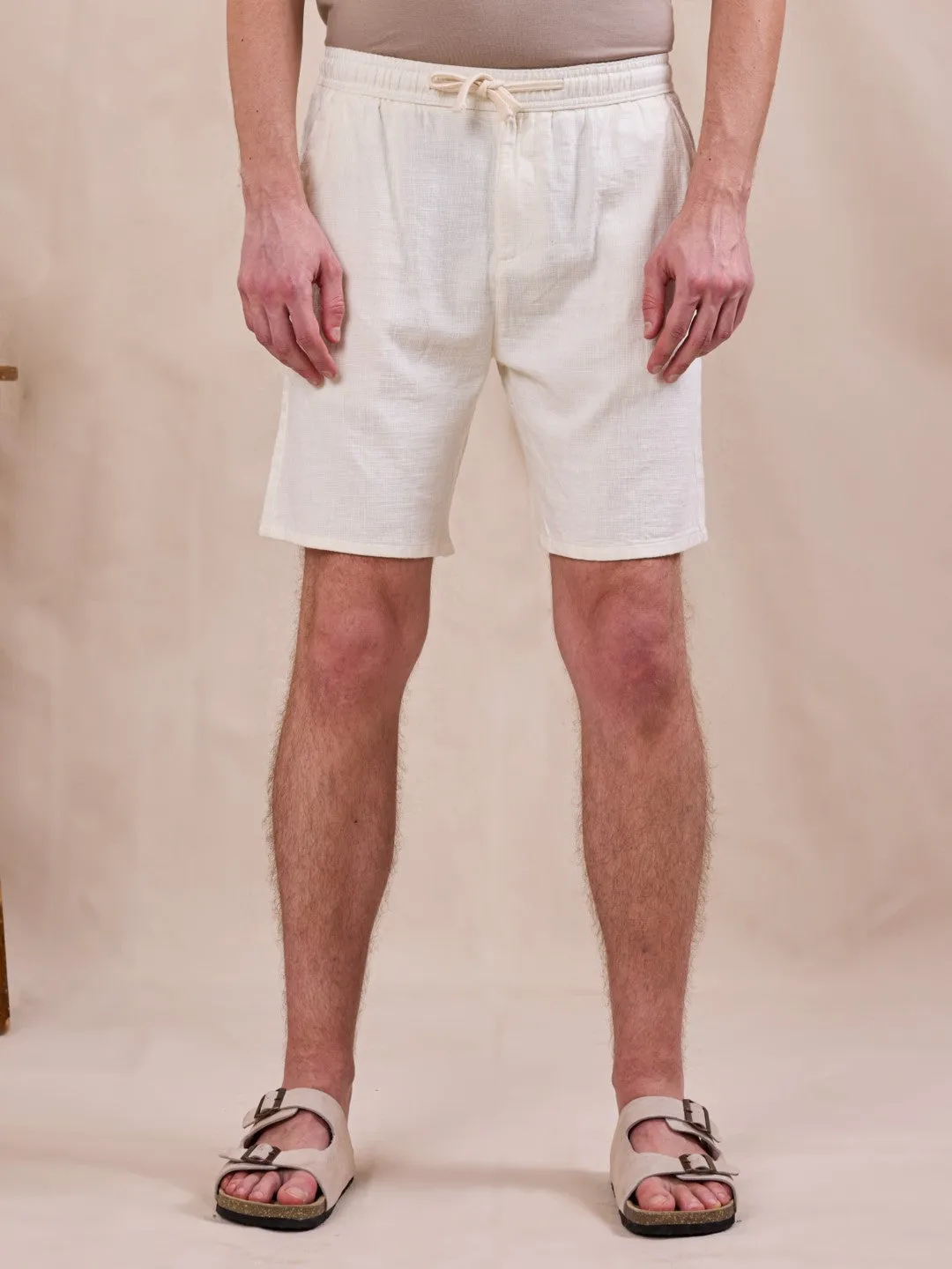 Off White Cotton Summer Shorts