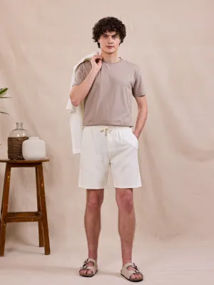 Off White Cotton Summer Shorts