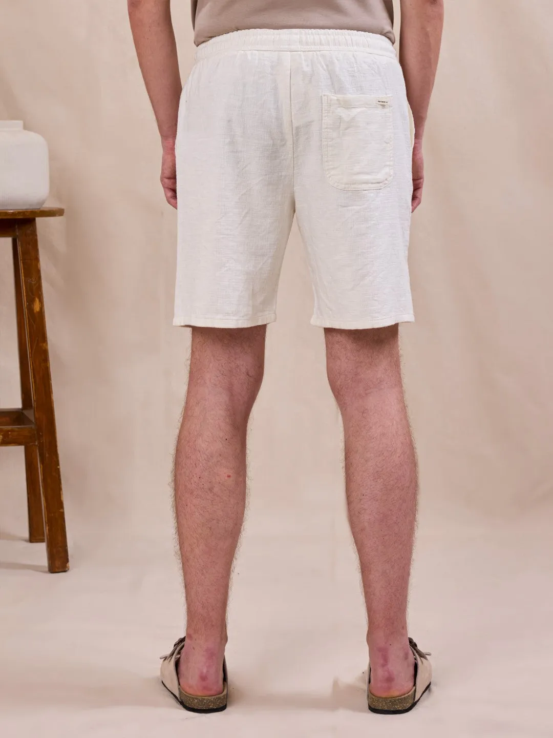 Off White Cotton Summer Shorts