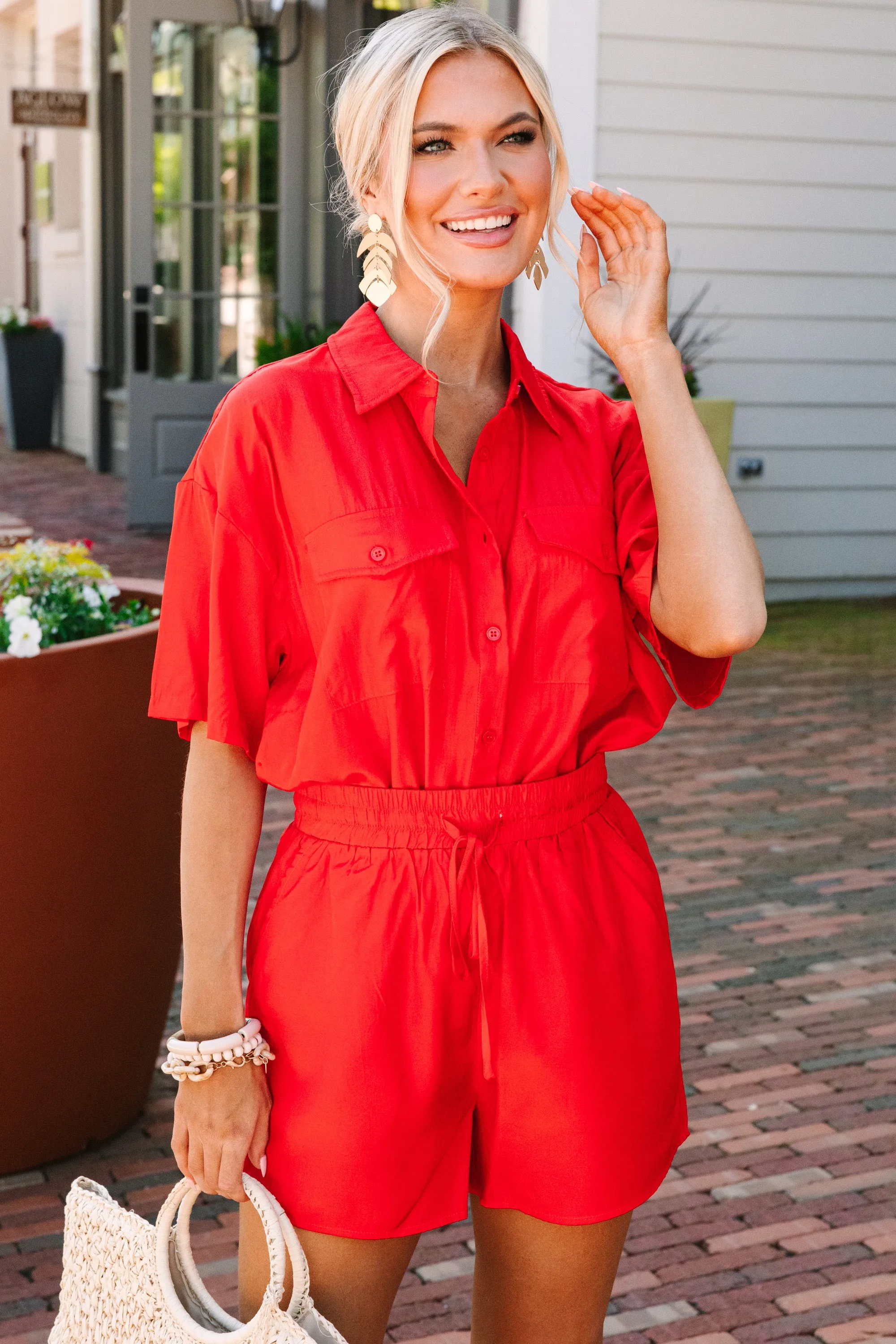 On An Adventure Red Shorts