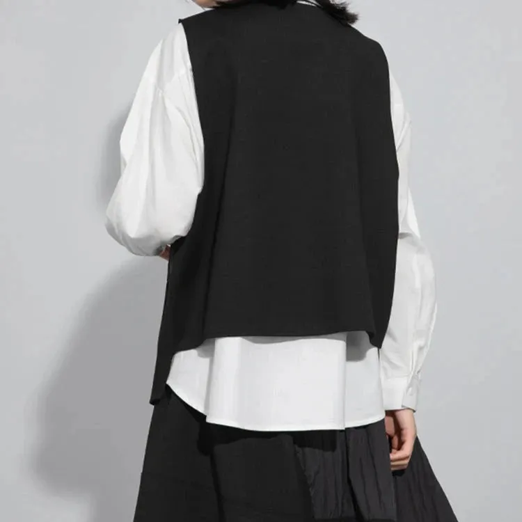 One-Button Asymmetrical Vest - Relaxed Fit, Modern Layering Piece