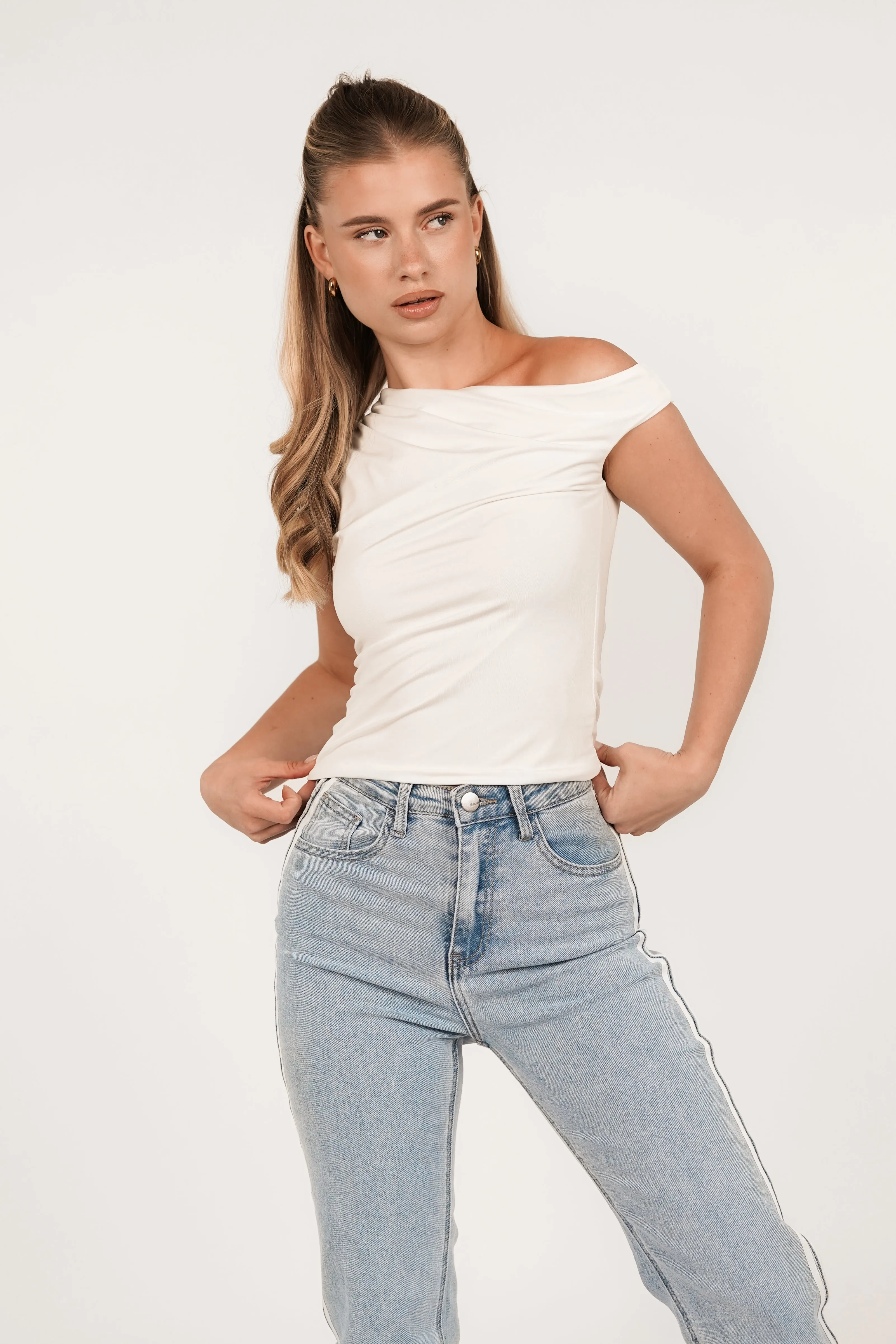 One shoulder top stretch wit - Lana