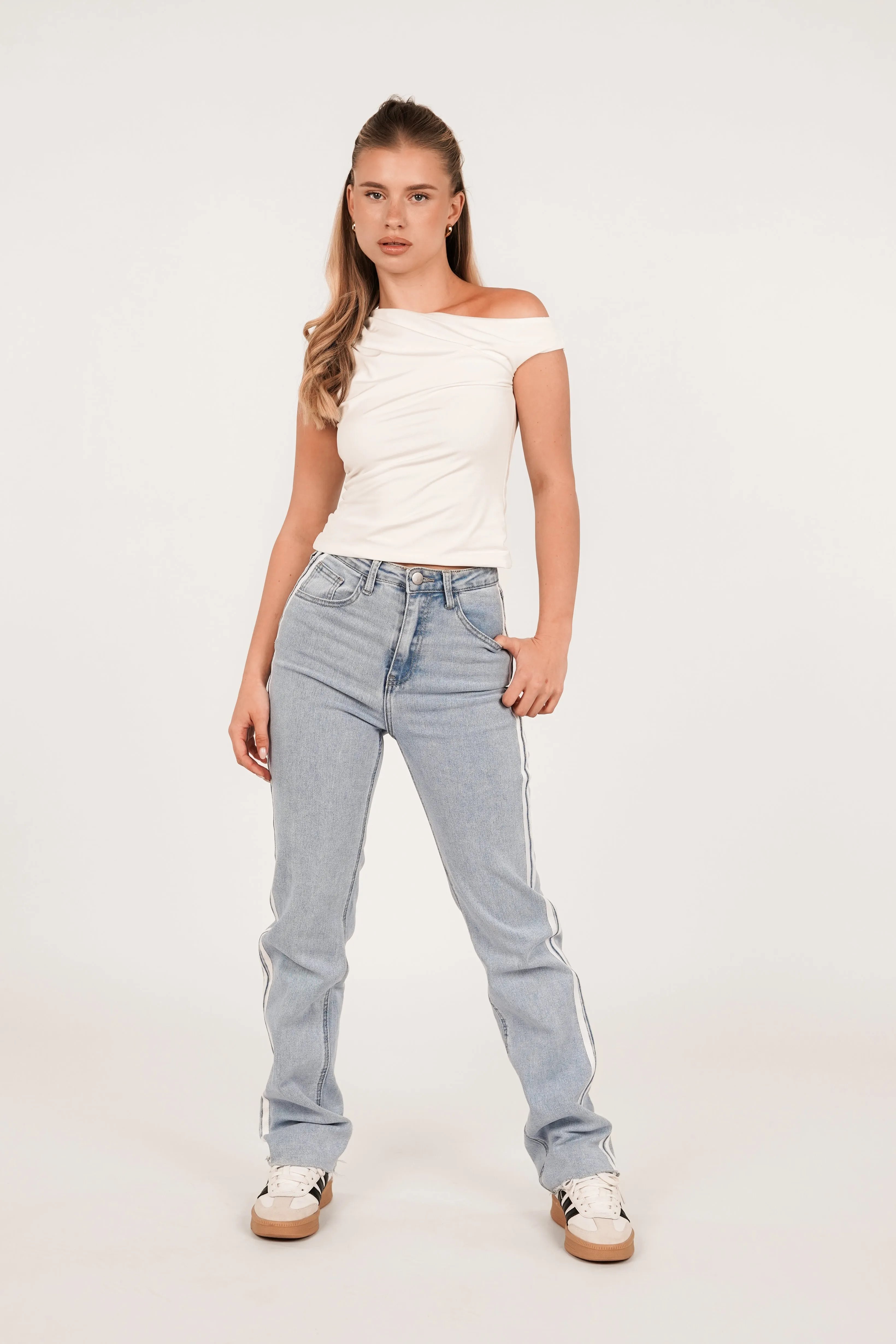 One shoulder top stretch wit - Lana