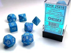 Opaque Light Blue/White 7 Poly Dice Set