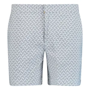 ORLEBAR BROWN BULLDOG GEOMETRIC JACQUARD SWIM SHORTS WHITE / BLUE