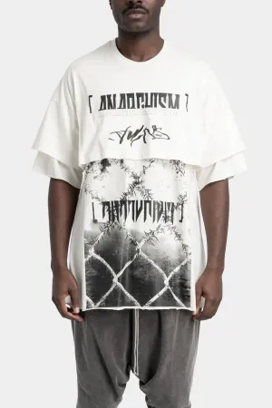 Oversized layered printed T-Shirt, Off White